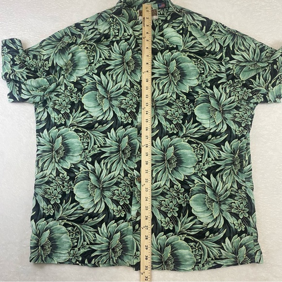Kalaheo Hawaiian Aloha Shirt XL Made in Hawaii Green Rayon Tropical Floral Beach - Picture 8 of 9